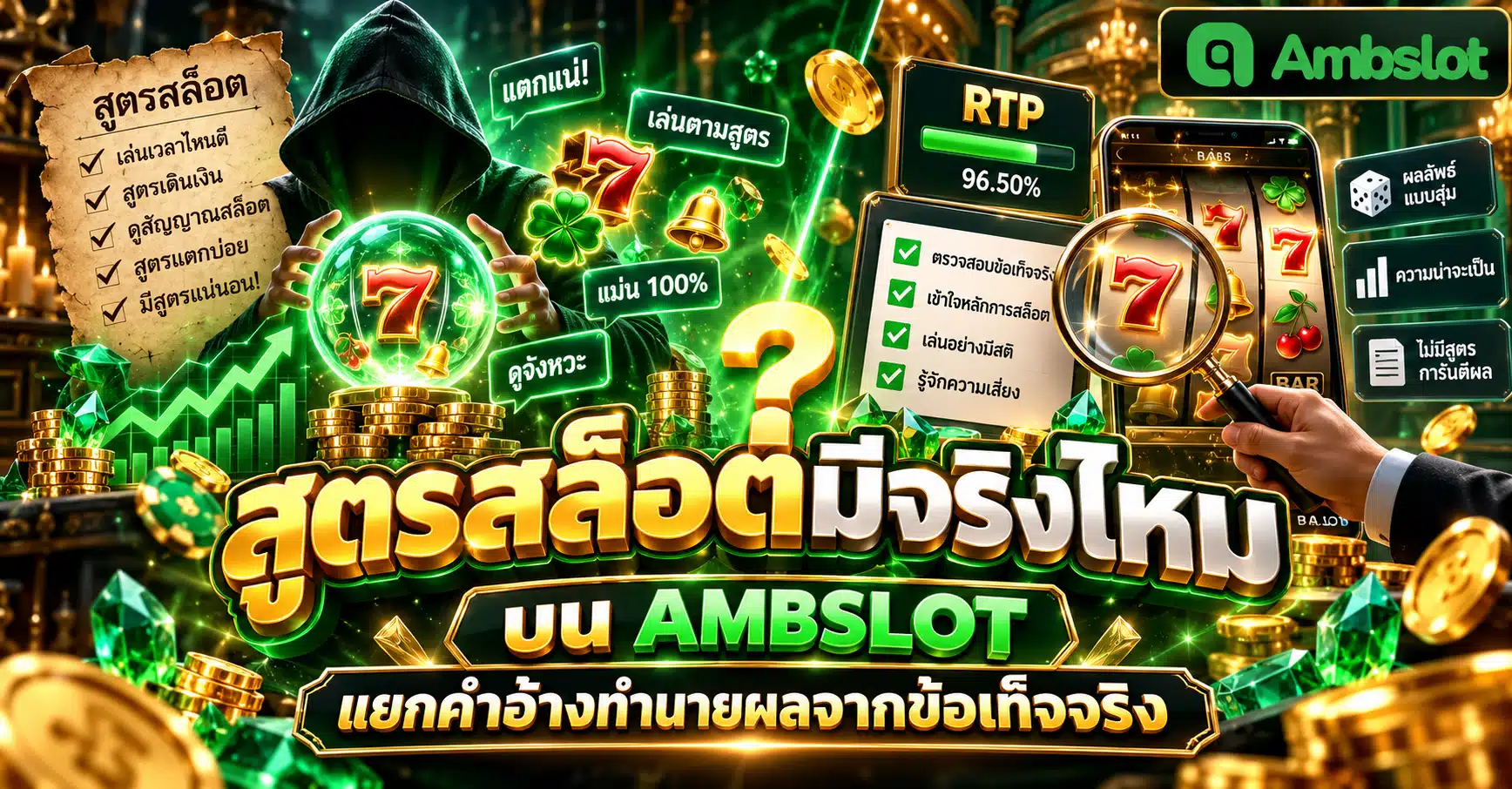 แบนเนอร์สูตรสล็อตมีจริงไหมบน AMBSLOT แสดงคำอ้างสูตรสล็อต ลูกแก้วเลข 7 และการตรวจสอบข้อเท็จจริง